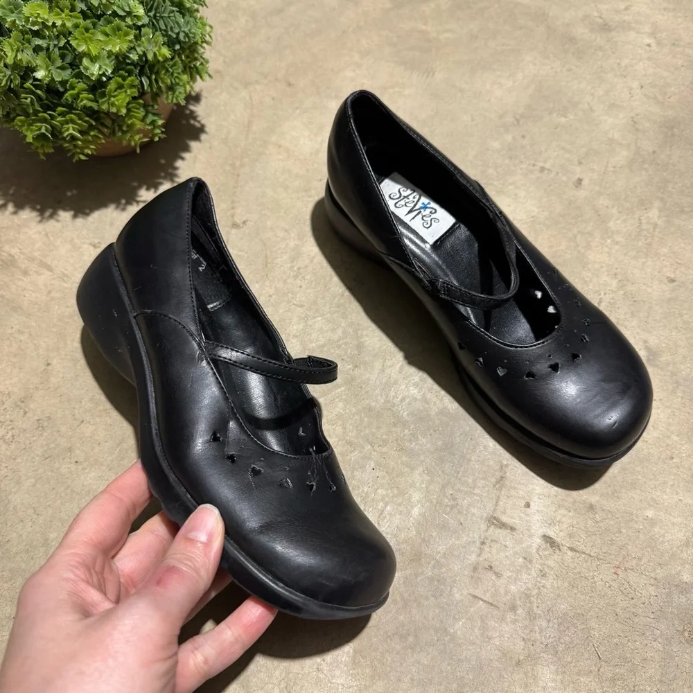 Stevie’s Vtg Y2K Black Mary Jane Shoes Girls Size 2 Coquette 90s Academia School